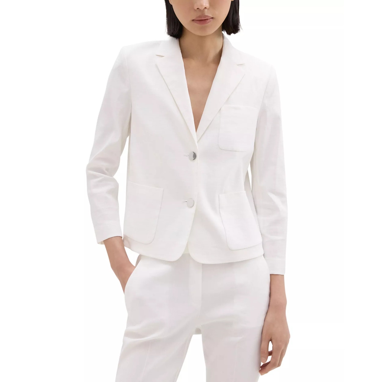 Nwt Theory Shrunken Patch Pocket Blazer Button Front White Crunch Womens Size 4
